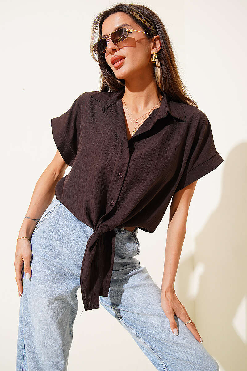 Basic Tie Shirt - Brown