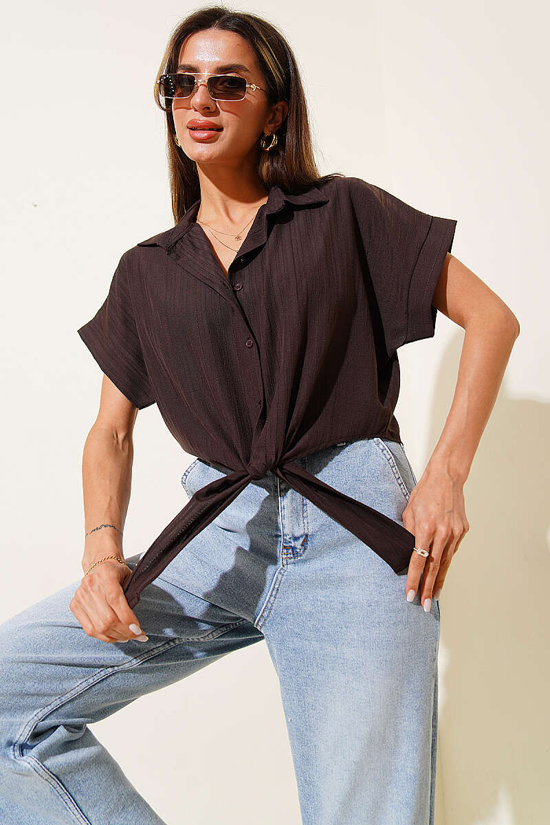 Basic Tie Shirt - Brown