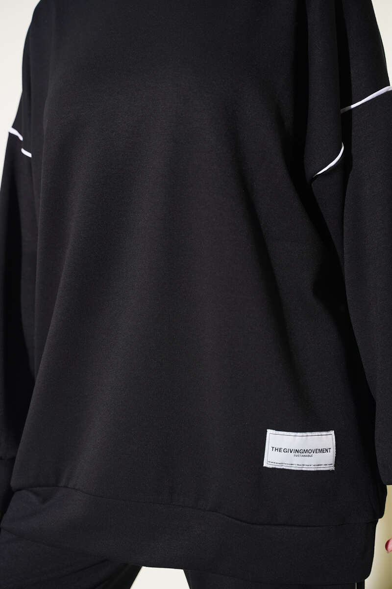 Basic Two-Piece Set with Piping - Black