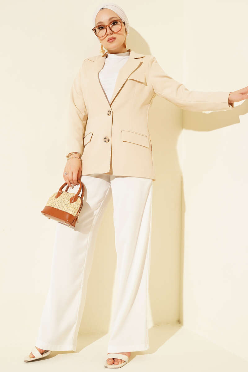 Basic Jacket with Pockets - Beige
