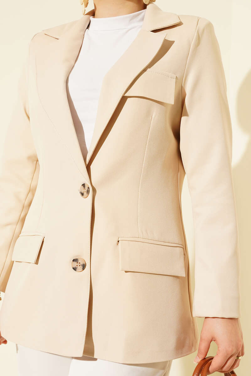 Basic Jacket with Pockets - Beige