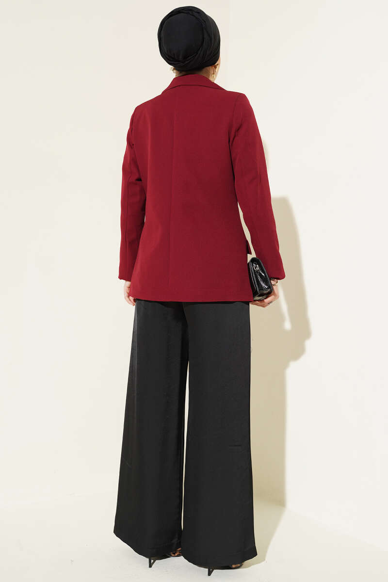 Basic Jacket with Pockets - Burgundy