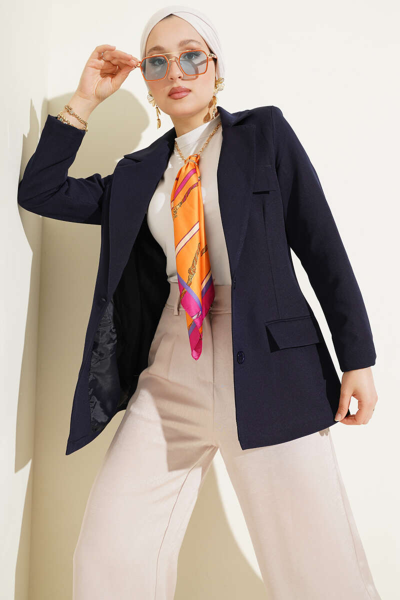 Basic Jacket with Pockets - Navy