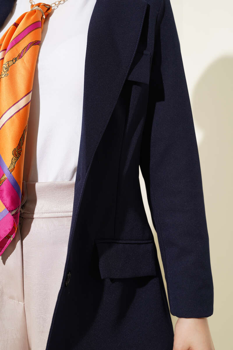 Basic Jacket with Pockets - Navy