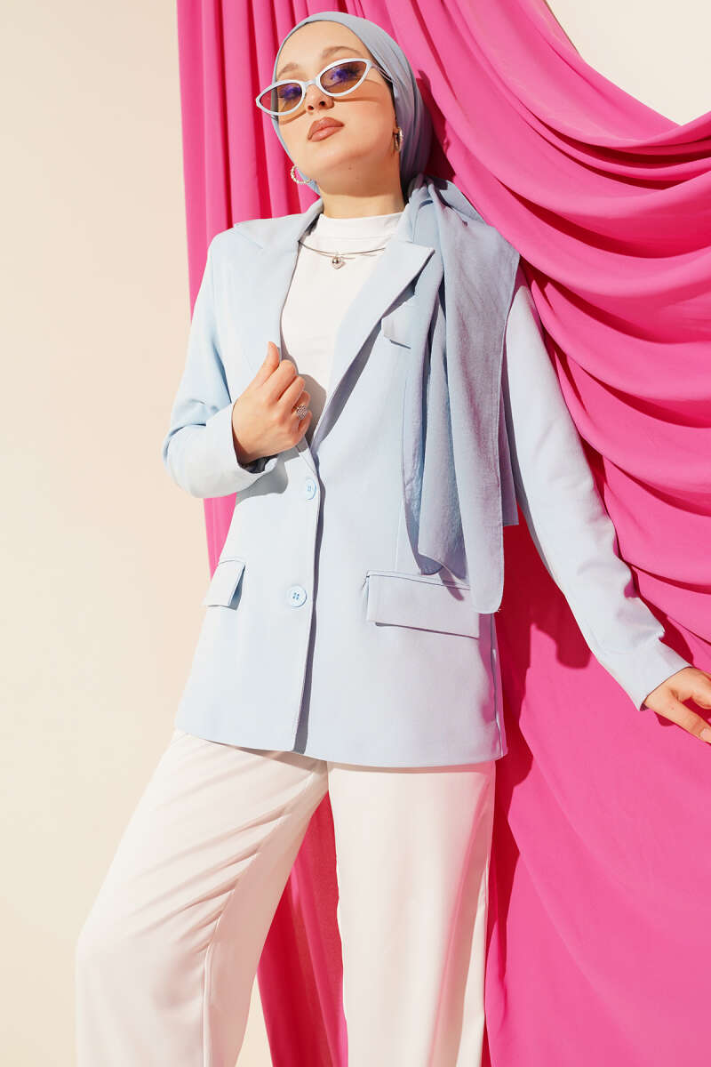 Basic Jacket with Pockets - Blue