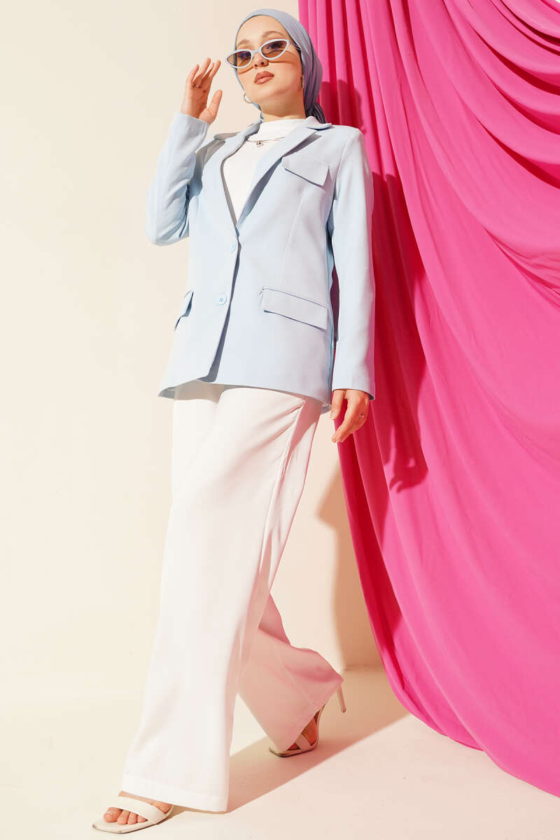 Basic Jacket with Pockets - Blue