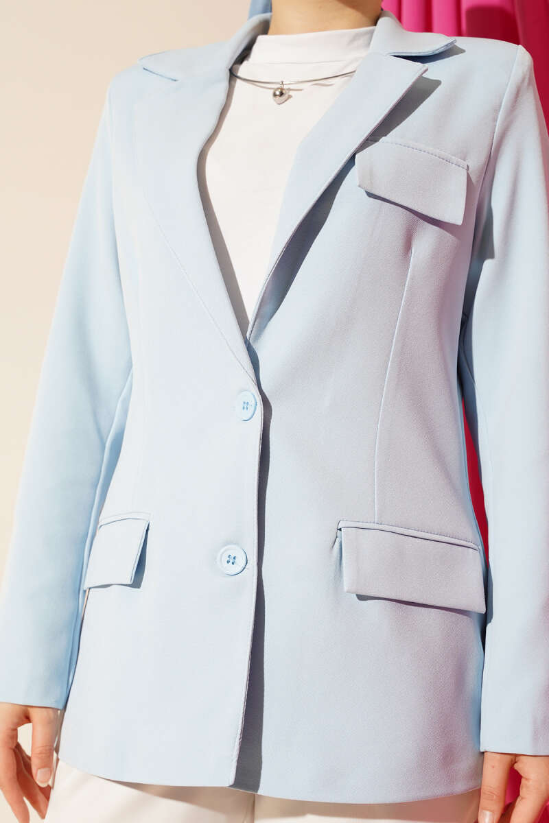 Basic Jacket with Pockets - Blue