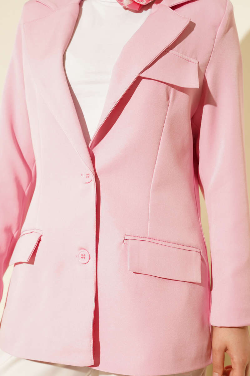 Basic Jacket with Pockets - Pink