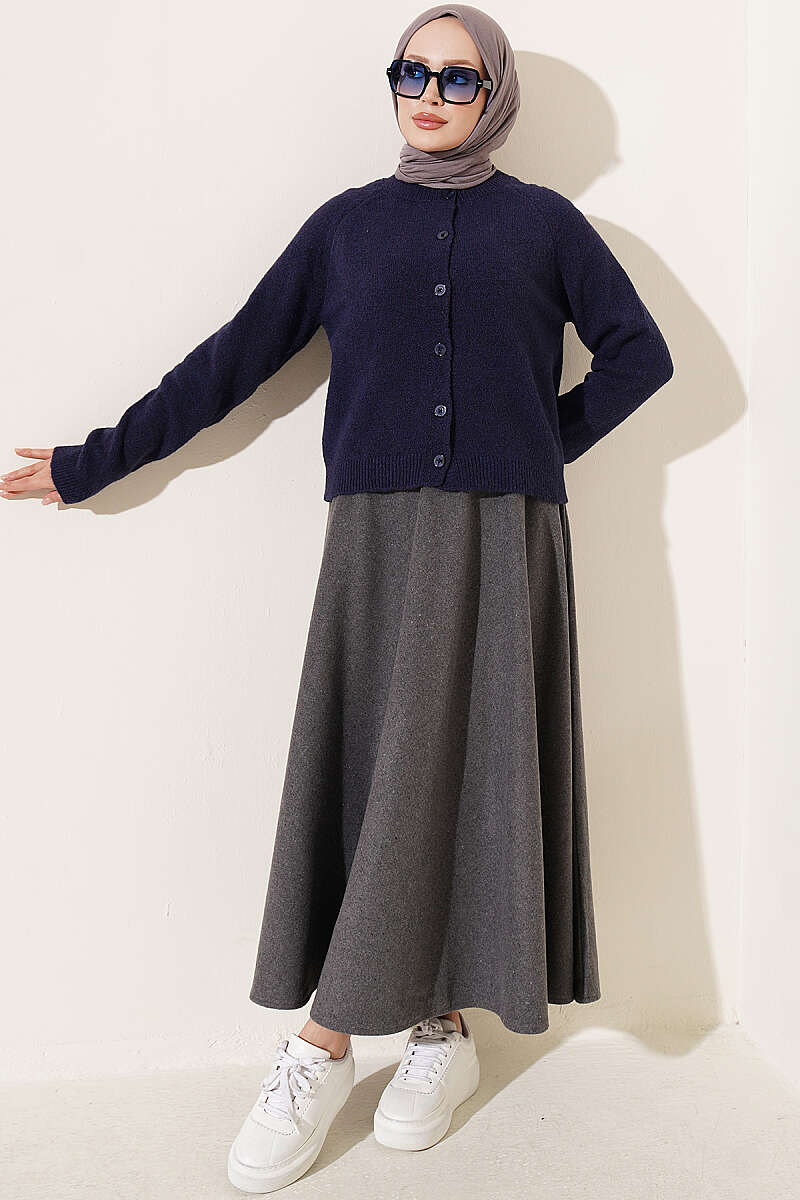 Basic Button Knit Cardigan - Navy