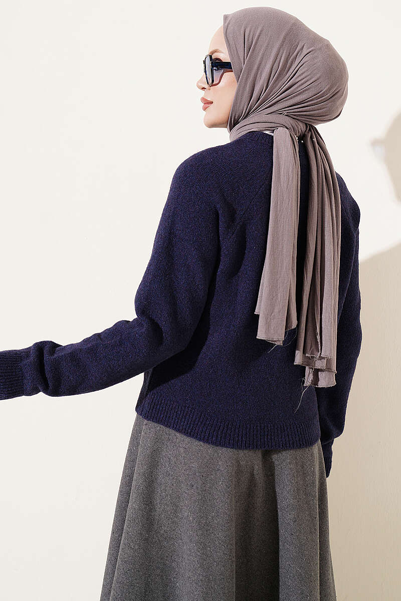 Basic Button Knit Cardigan - Navy