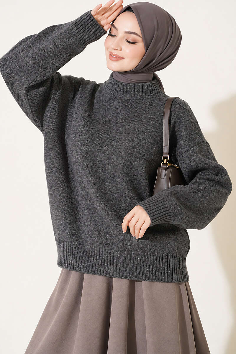 Basic Drop-Sleeve Knit Tunic - Smoke Grey