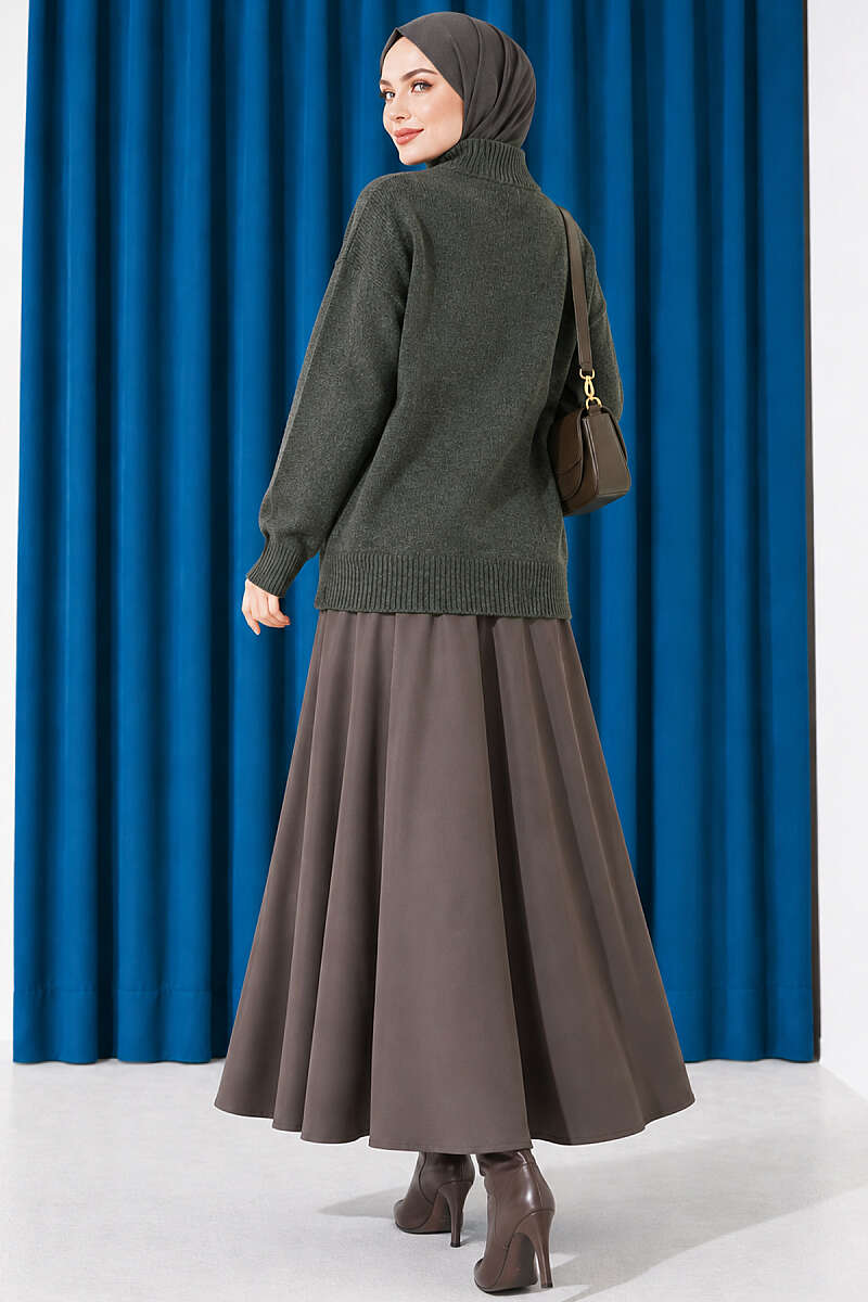 Basic Drop-Sleeve Knit Tunic - Khaki