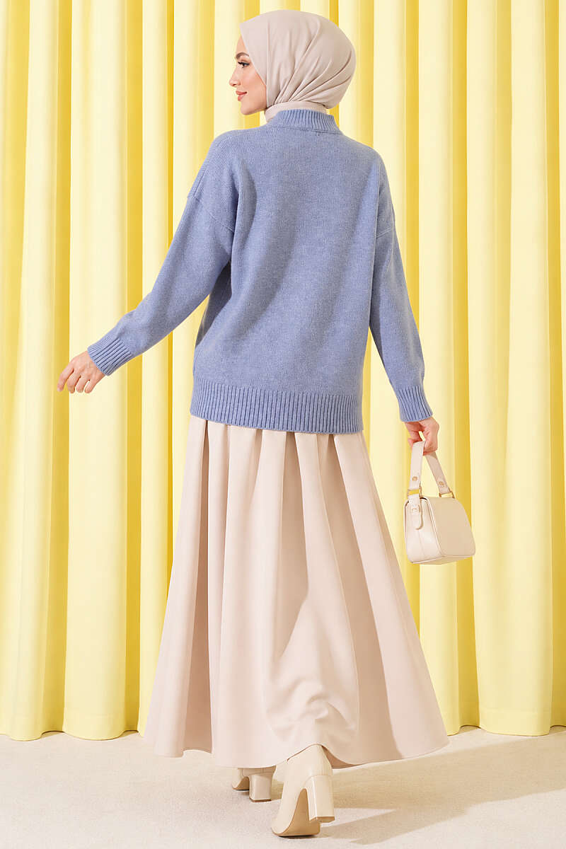 Basic Drop-Sleeve Knit Tunic - Blue