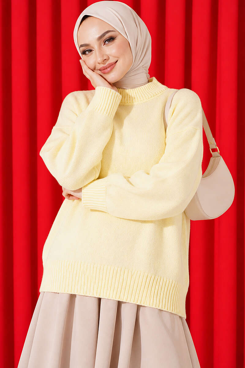 Basic Drop-Sleeve Knit Tunic - Yellow