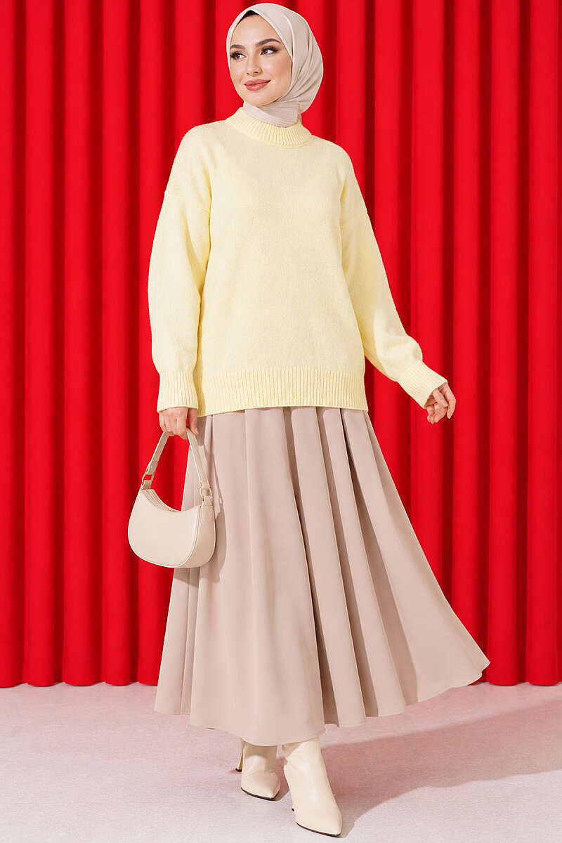 Basic Drop-Sleeve Knit Tunic - Yellow