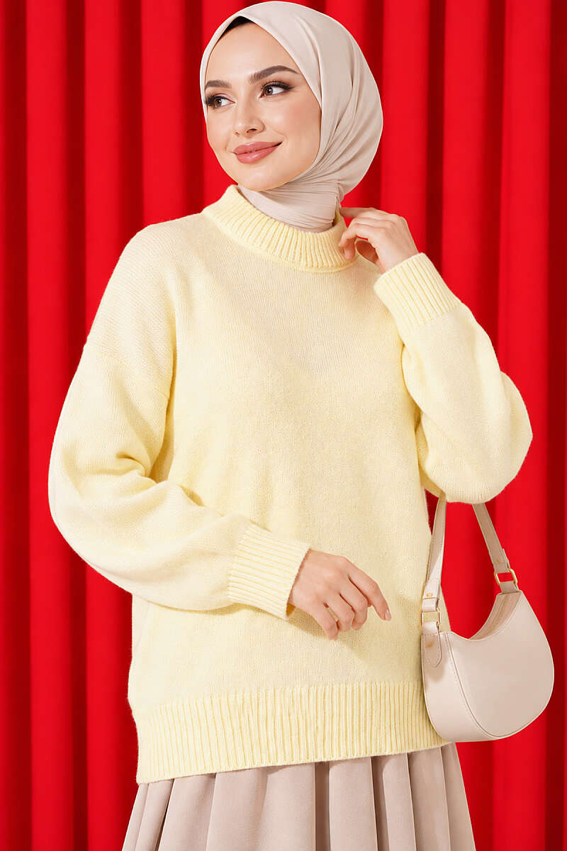Basic Drop-Sleeve Knit Tunic - Yellow