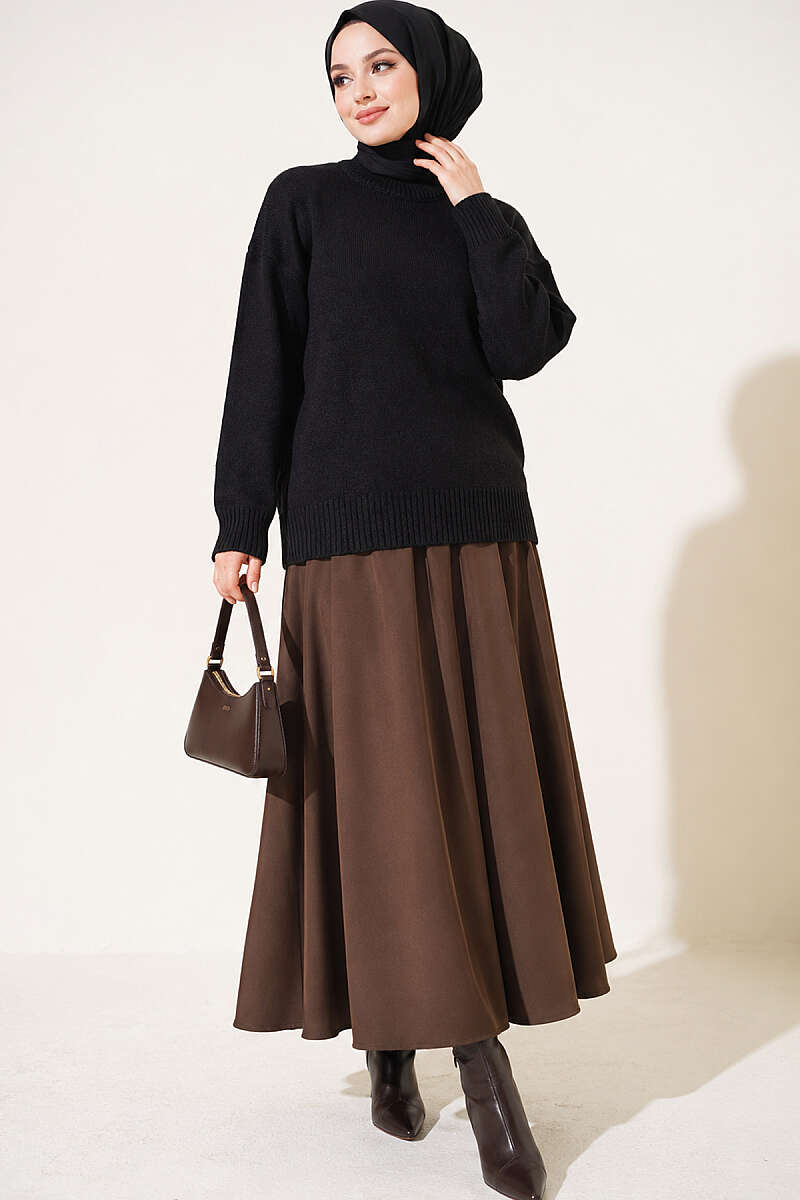 Basic Drop-Sleeve Knit Tunic - Black