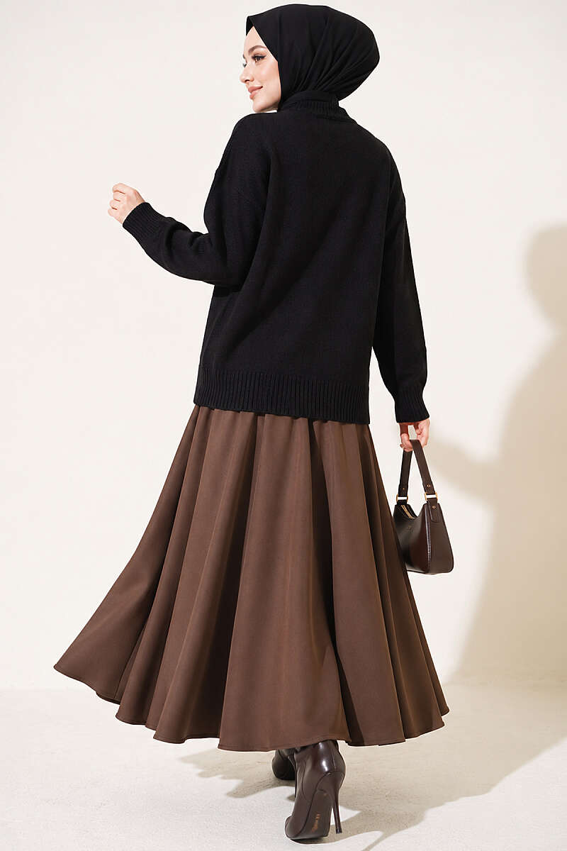 Basic Drop-Sleeve Knit Tunic - Black