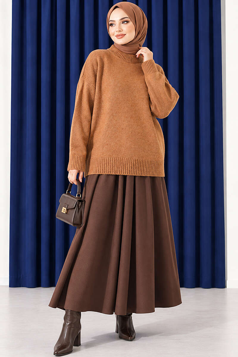 Basic Drop-Sleeve Knit Tunic - Tan