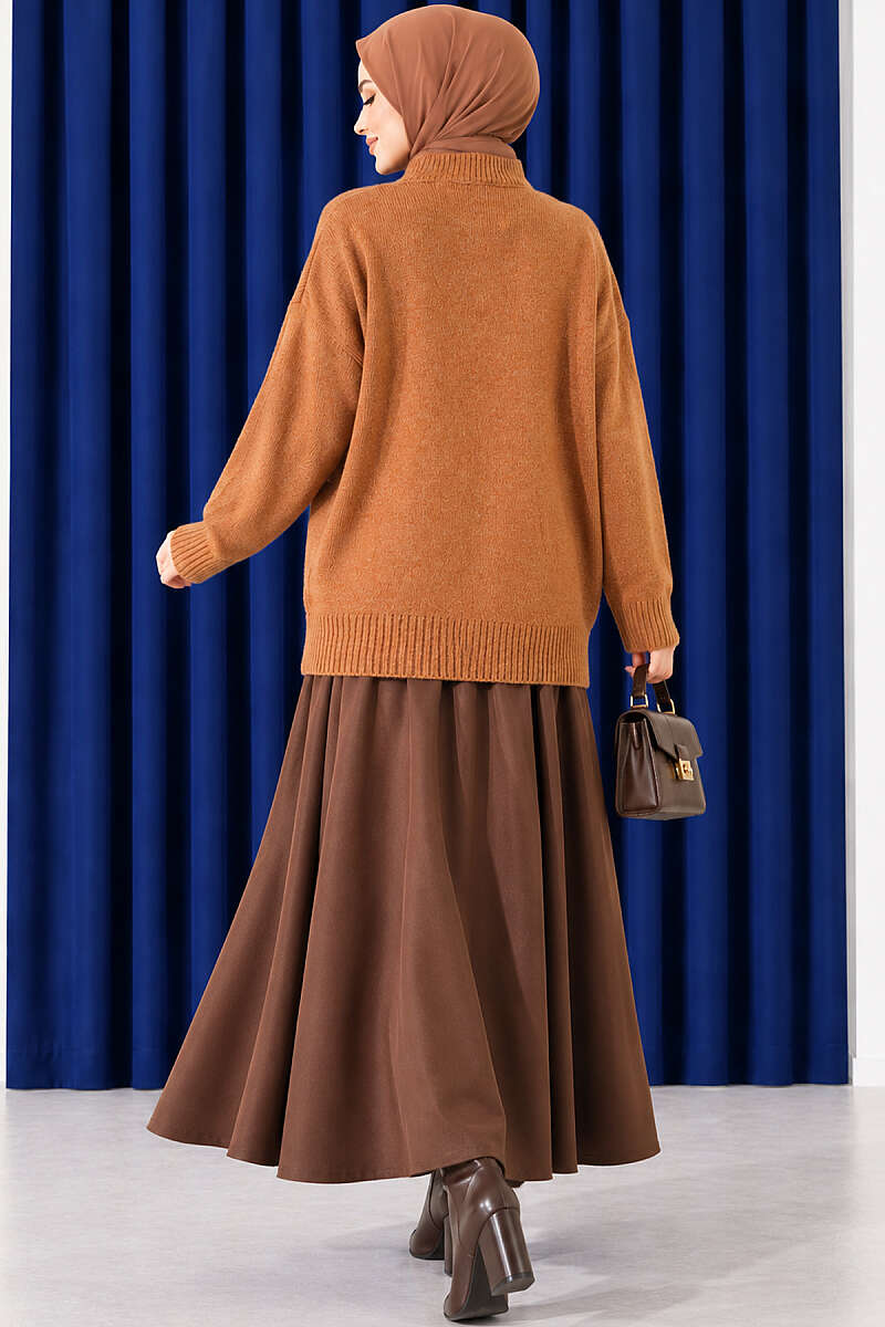 Basic Drop-Sleeve Knit Tunic - Tan