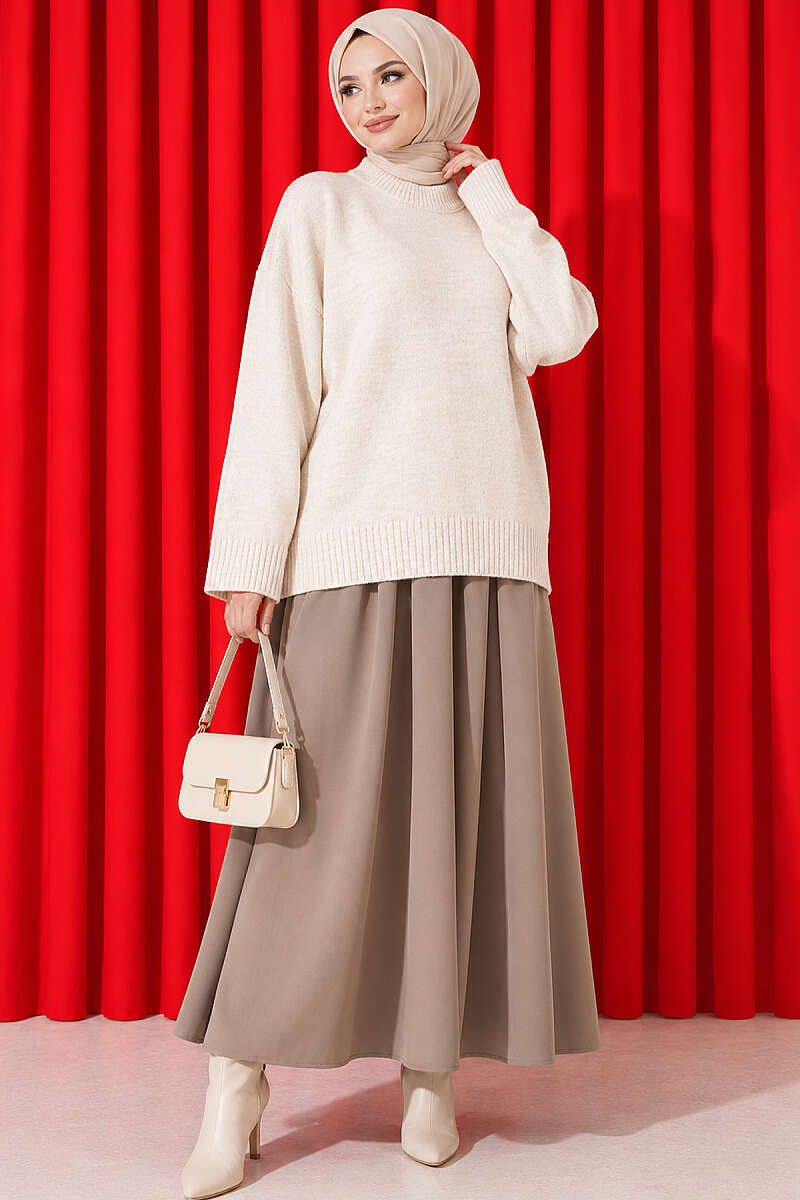 Basic Drop-Sleeve Knit Tunic - Stone