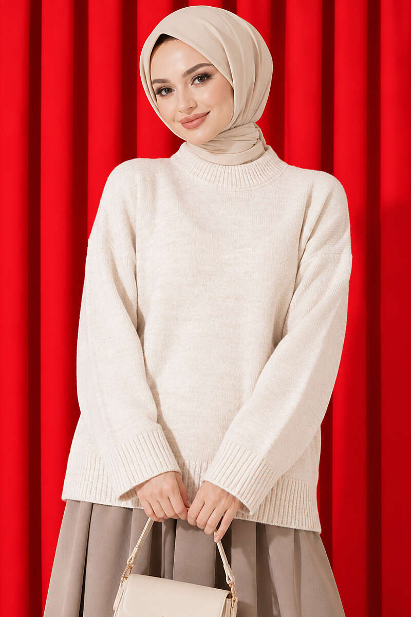 Basic Drop-Sleeve Knit Tunic - Stone