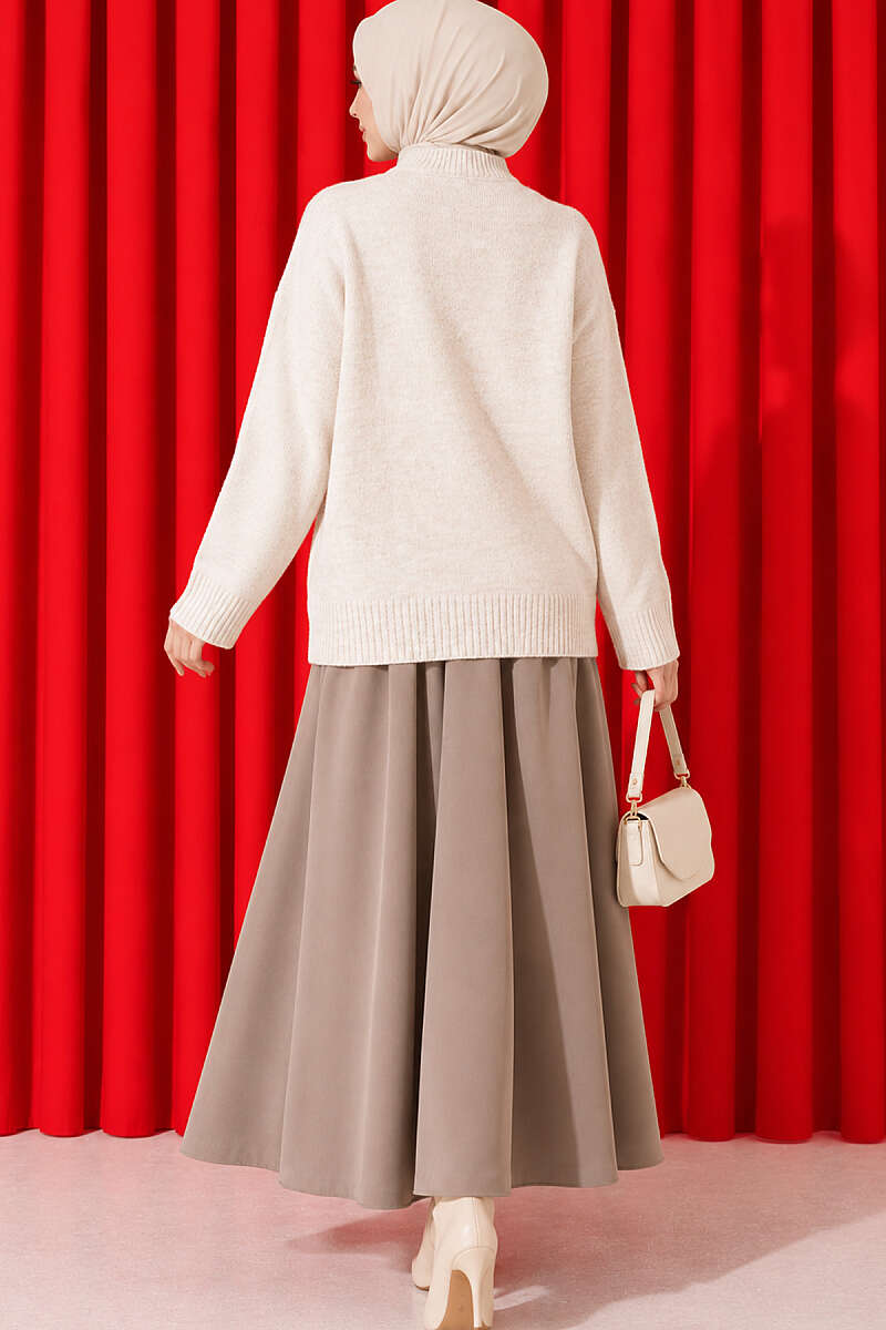 Basic Drop-Sleeve Knit Tunic - Stone
