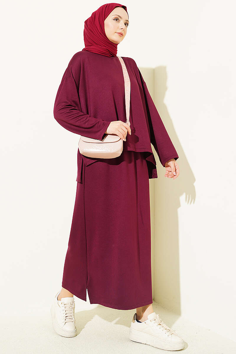 Basic Skirt Two-Piece Set - Plum