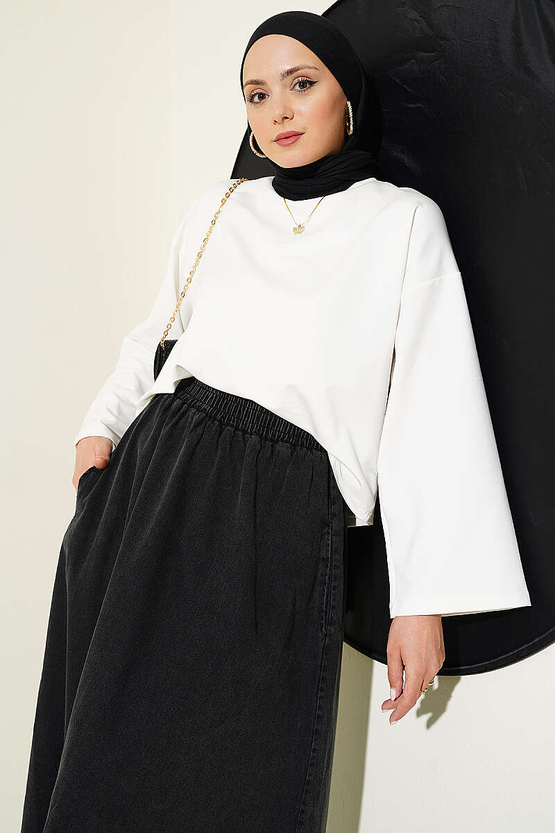 Basic Wide-Sleeve Blouse - Ecru