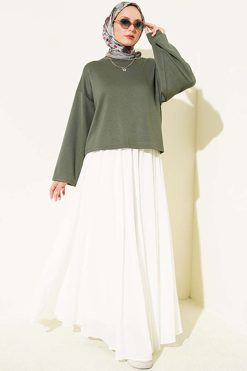 Basic Wide-Sleeve Blouse - Khaki
