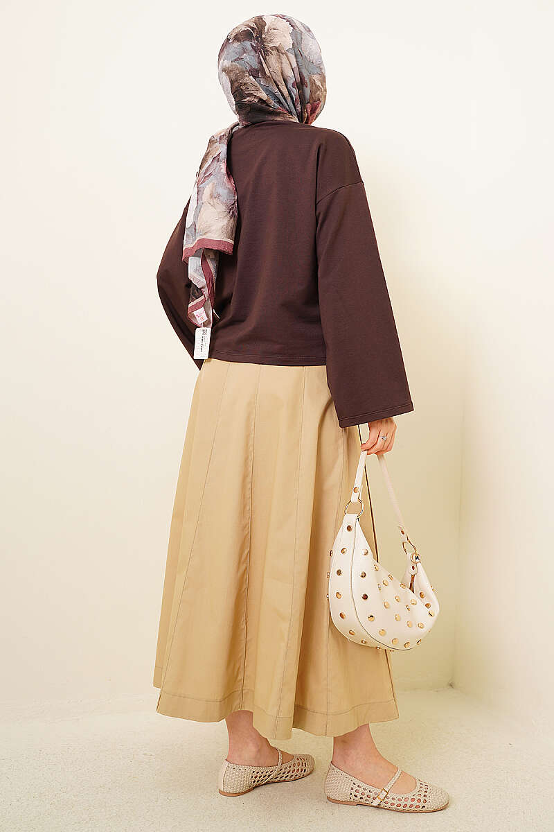 Basic Wide-Sleeve Blouse - Brown