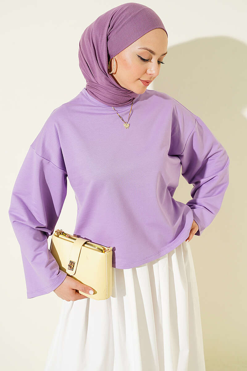 Basic Wide-Sleeve Blouse - Lilac