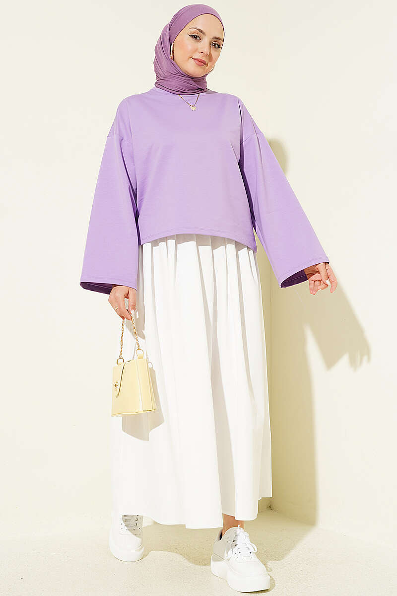 Basic Wide-Sleeve Blouse - Lilac