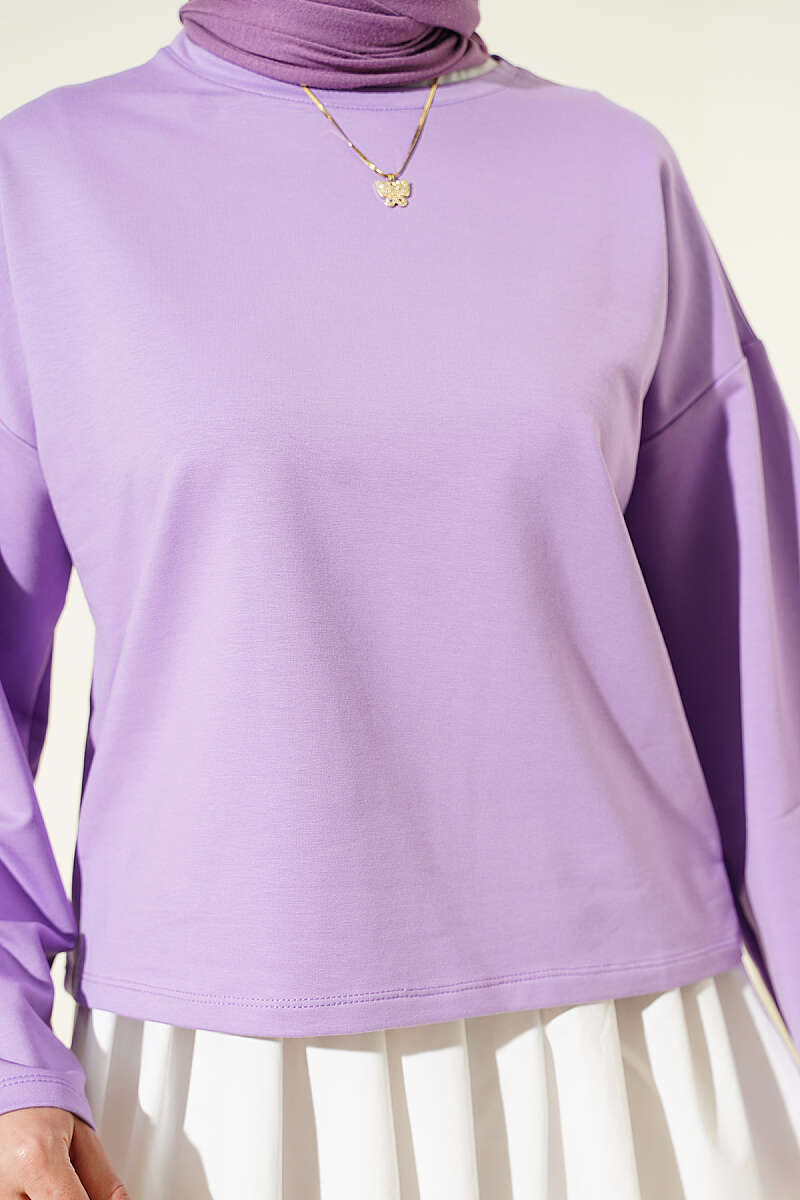 Basic Wide-Sleeve Blouse - Lilac