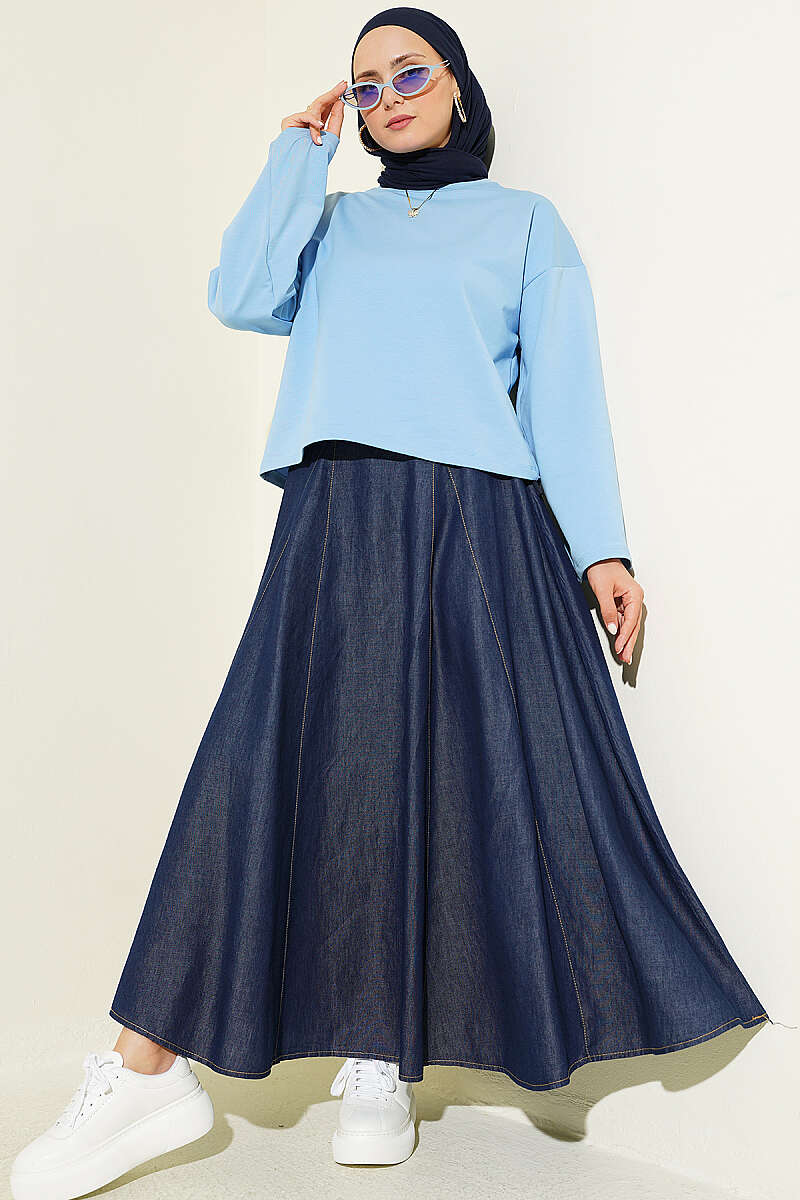 Basic Wide-Sleeve Blouse - Blue