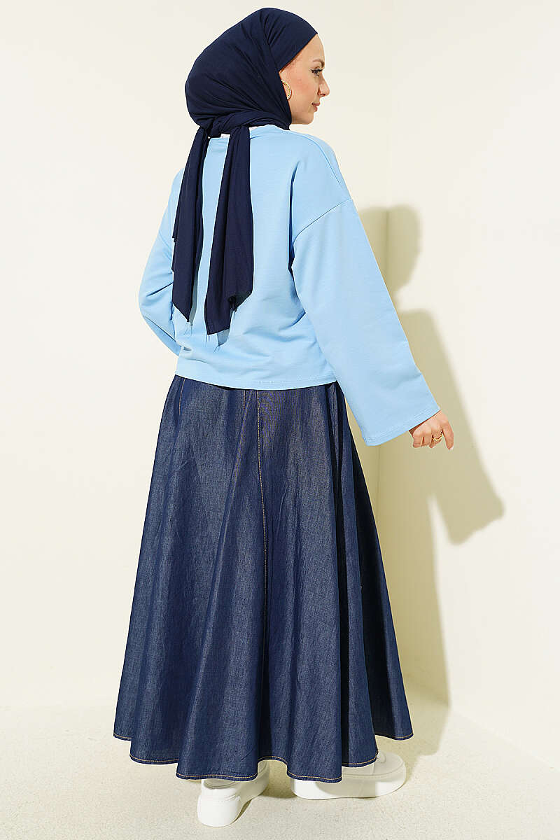 Basic Wide-Sleeve Blouse - Blue