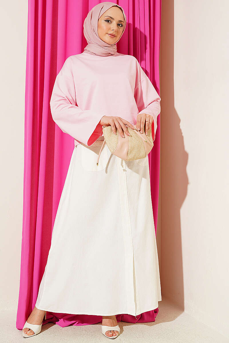 Basic Wide-Sleeve Blouse - Pink