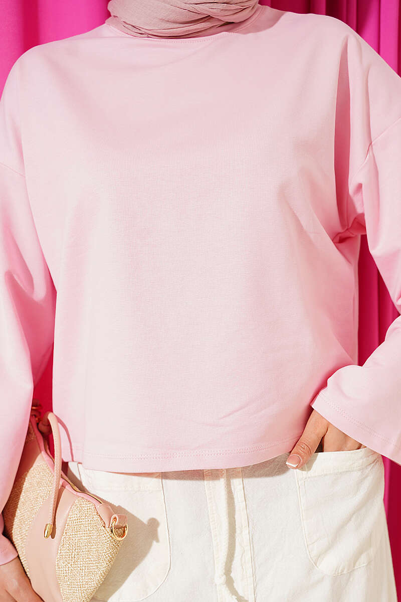 Basic Wide-Sleeve Blouse - Pink