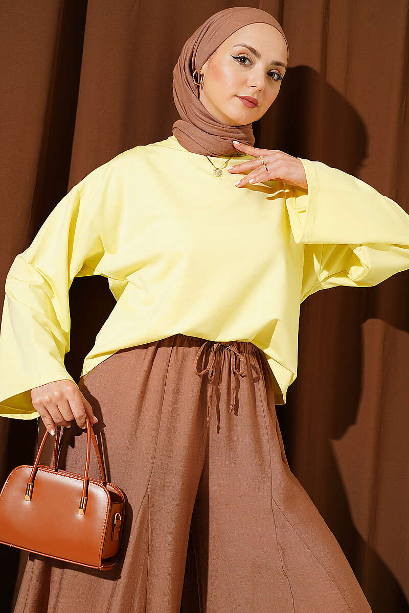 Basic Wide-Sleeve Blouse - Yellow
