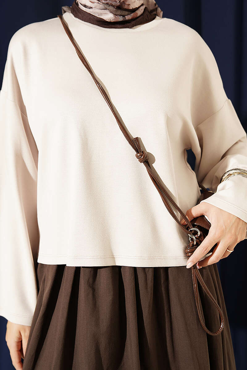 Basic Wide-Sleeve Blouse - Stone