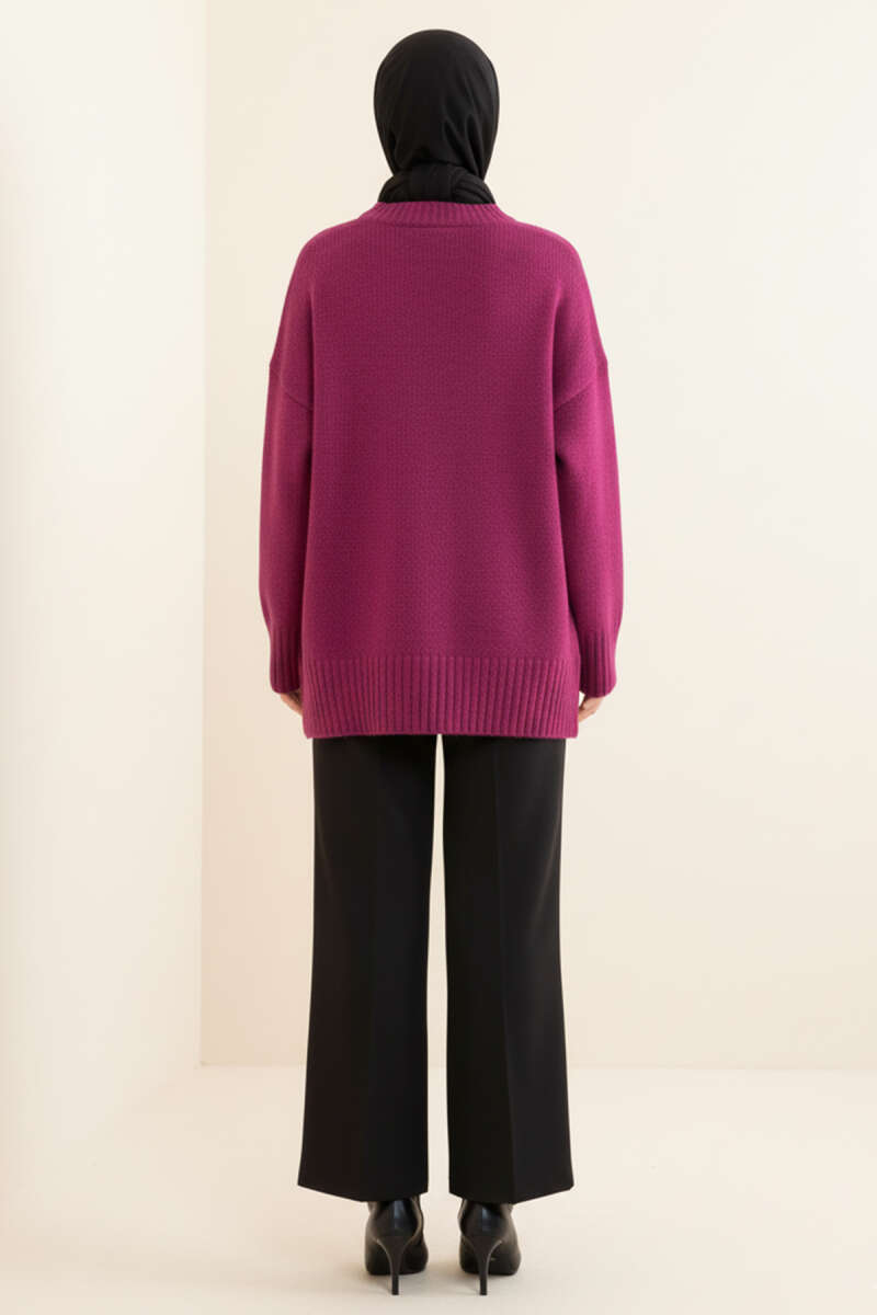 Basic Oversized Knit Tunic - Violet
