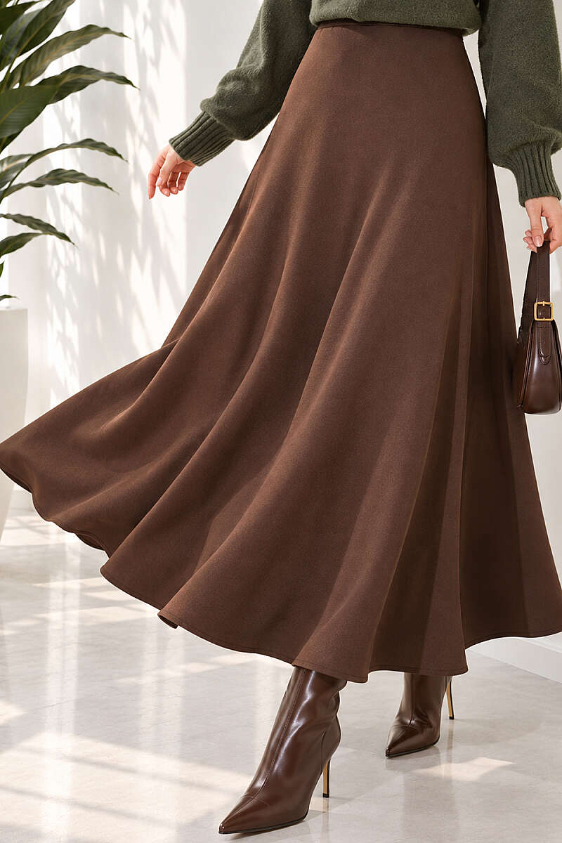 Basic Scuba Pencil Skirt - Dark Brown