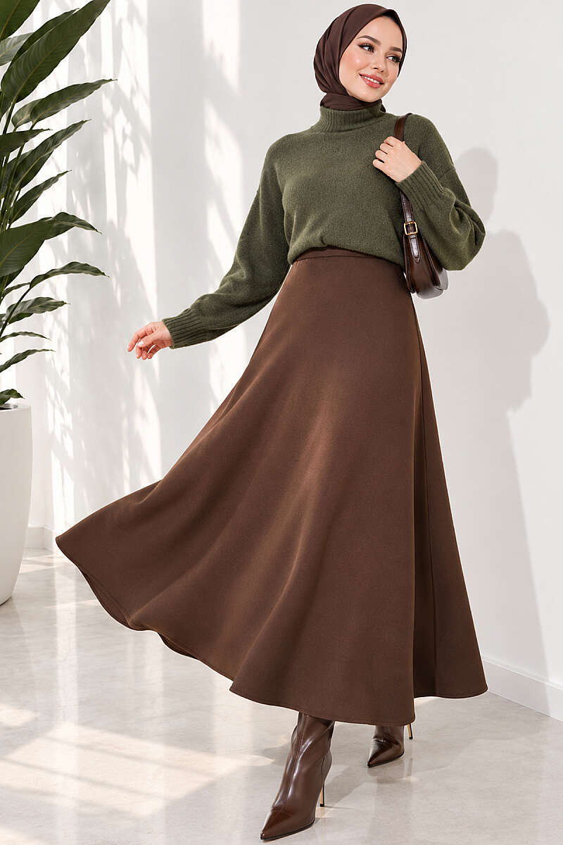 Basic Scuba Pencil Skirt - Dark Brown