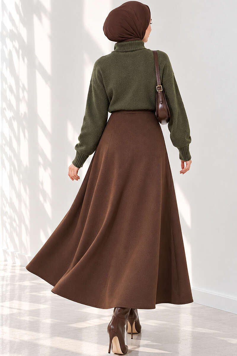 Basic Scuba Pencil Skirt - Dark Brown