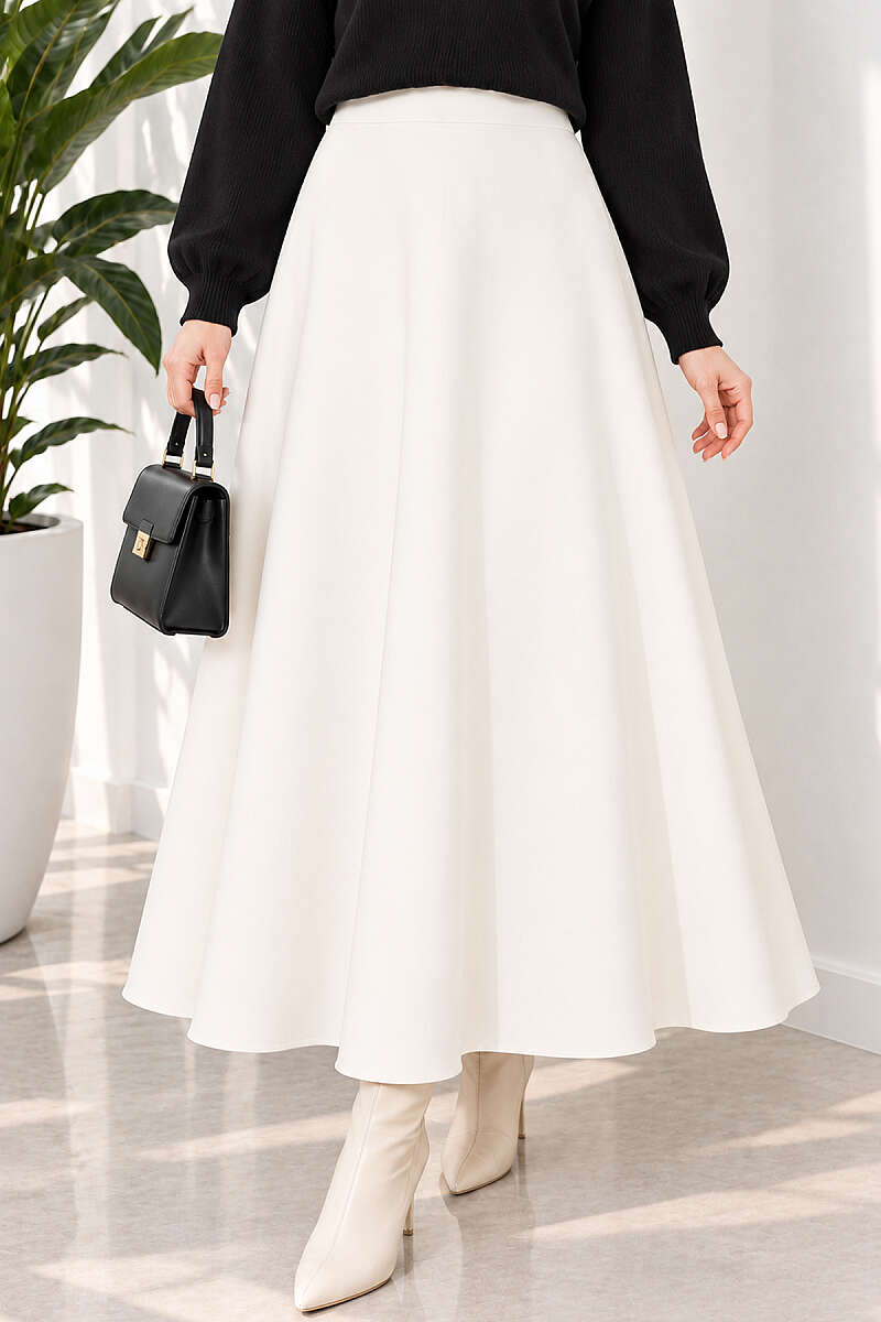 Basic Scuba Pencil Skirt - Ecru