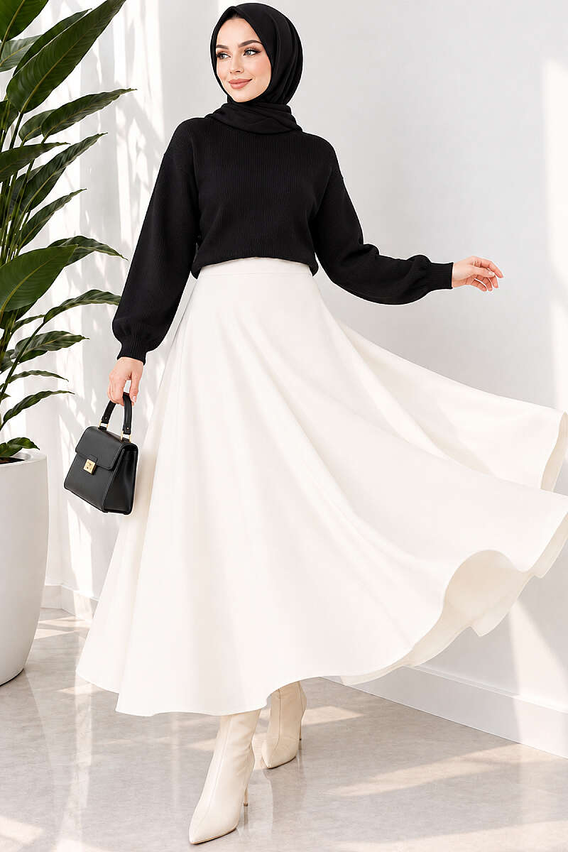 Basic Scuba Pencil Skirt - Ecru