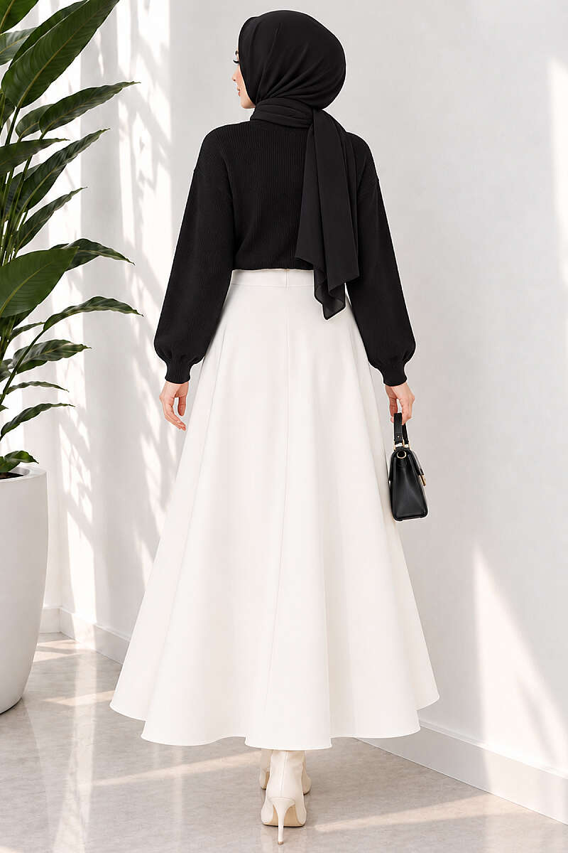 Basic Scuba Pencil Skirt - Ecru