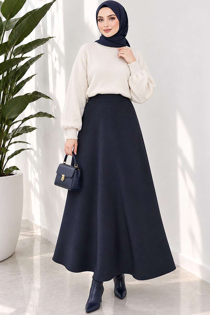 Basic Scuba Pencil Skirt - Navy