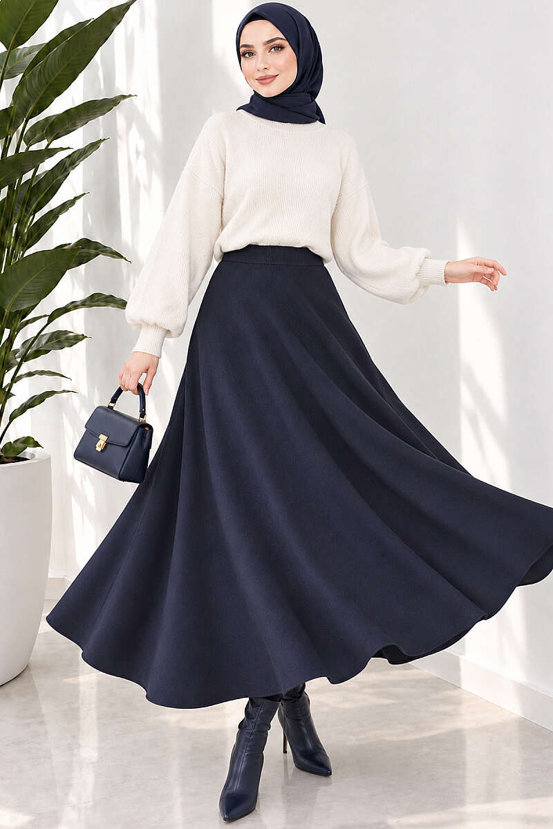 Basic Scuba Pencil Skirt - Navy