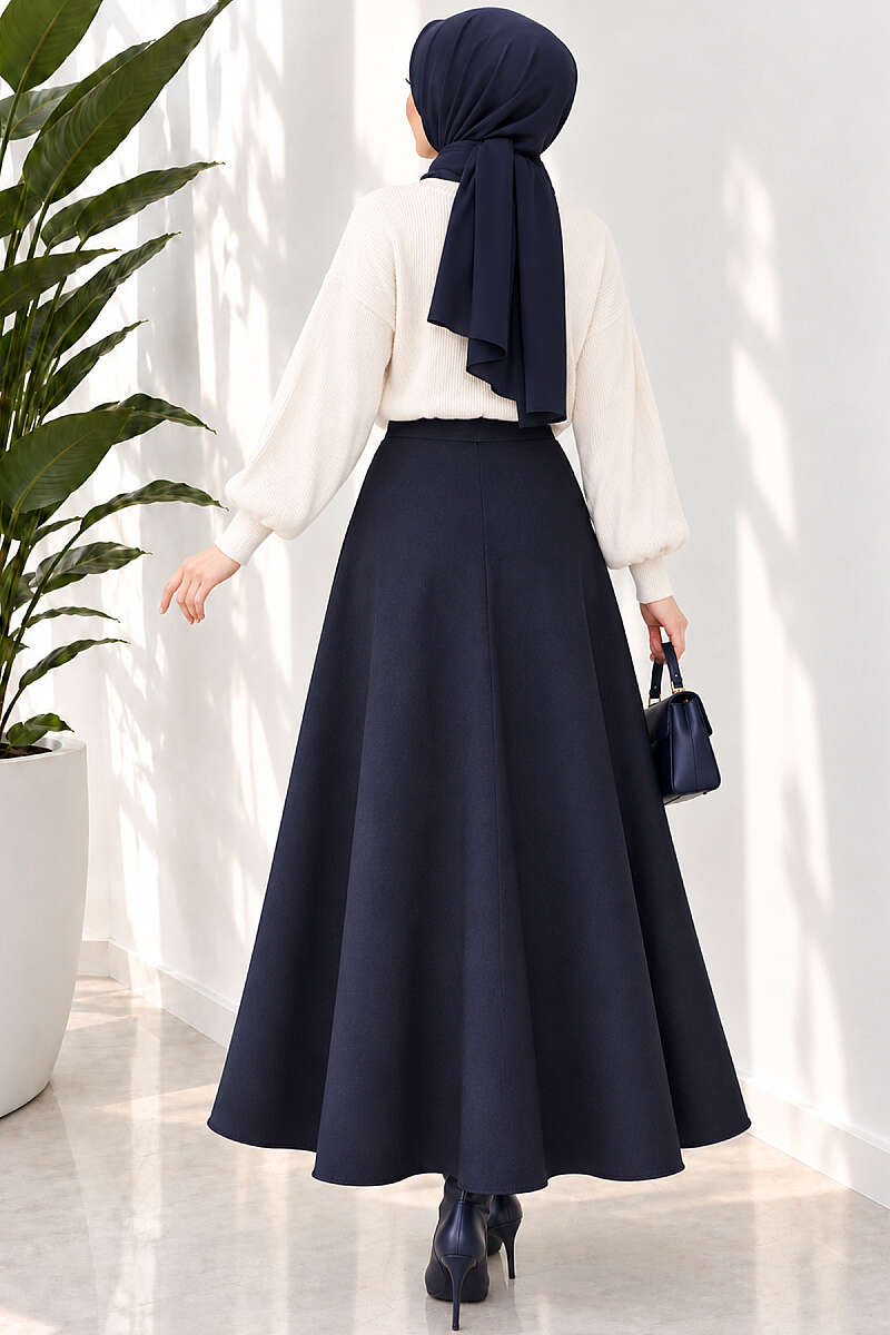 Basic Scuba Pencil Skirt - Navy